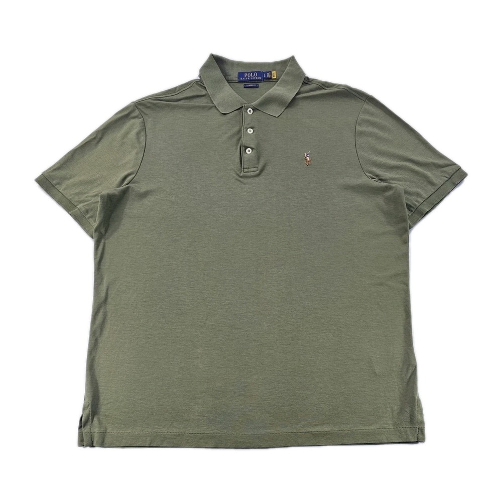 Polo Ralph Lauren Mens Classic Fit Shirt Large Dark Green Flesh Pony Soft Smooth